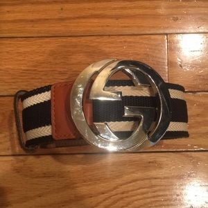 GUCCI BELT (AUTHENTIC) BLUE/ WHITE SIZE 100/40
